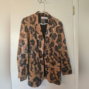 Vintage Sequin Leopard Print Blazer